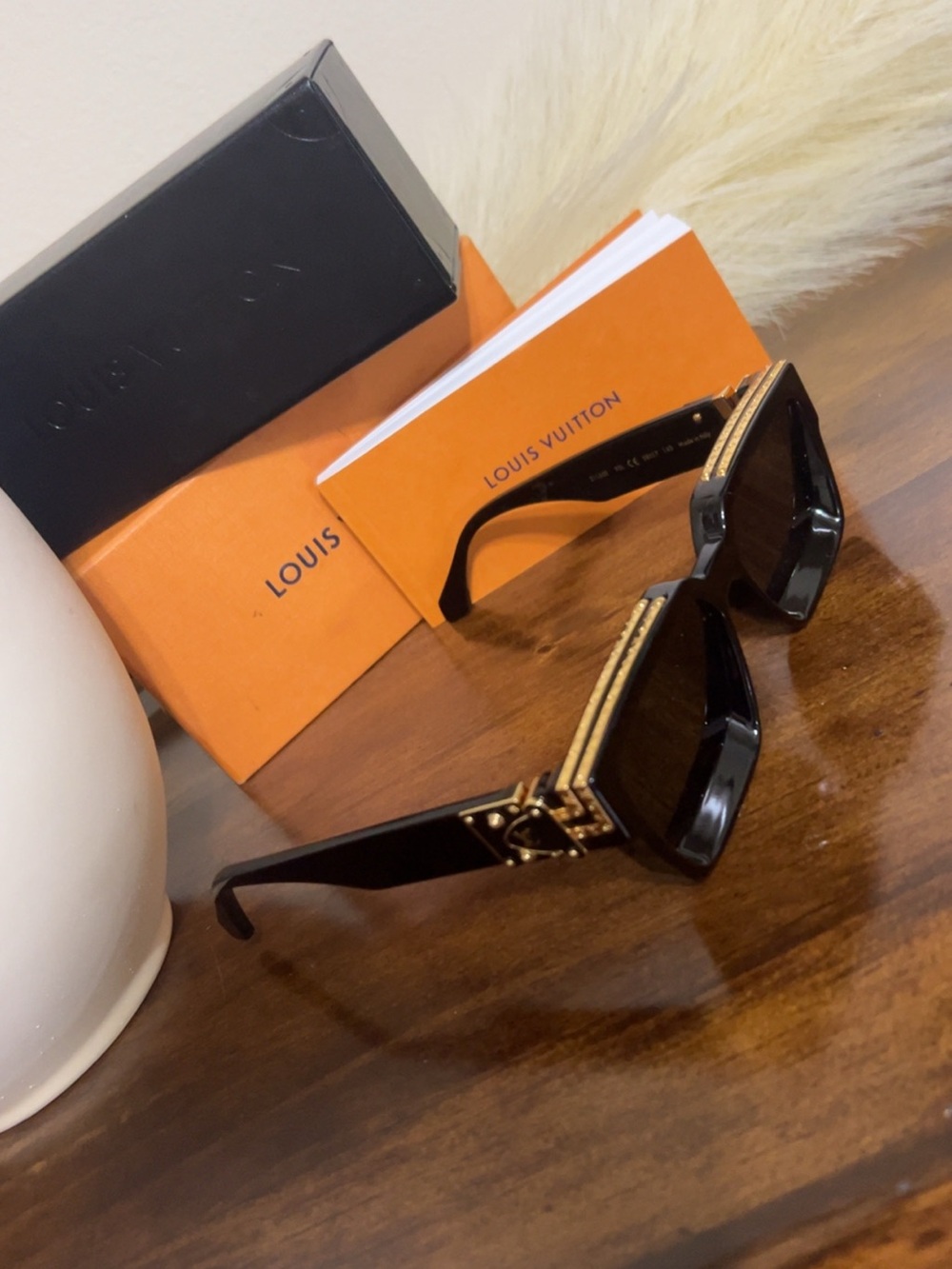 Louis Vuitton Black and Gold Geometric Sunglasses